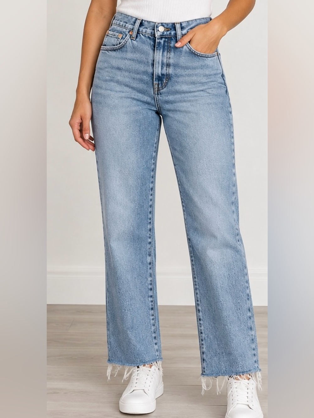 Mango Havana Light Blue Straight Leg Jeans